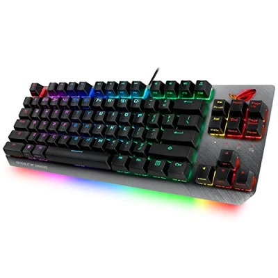 Image de ASUS ROG Strix Scope TKL Clavier mécanique AZERTY filaire pour le jeu avec commutateurs Cherry MX, structure en aluminium et Aura Sync RGB