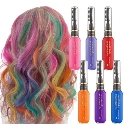 Image de Sitovely 6 Couleurs Peigne à Craie pour Cheveux, Teinture Temporaire Filles, Cosplay, Hair Chalk Comb Temporary Color Dye,Bricolage, Capillaire Lavable Adolescente(A)