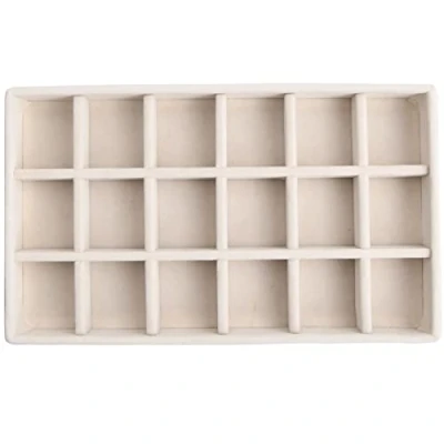 Image de Plateaux à Bijoux Organisateur Velours Organisateur, Empilable Plateau de Présentation avec Compartiments Ajustables pour Rangement Boucle d&#039;oreille et Bague (18 Grilles)