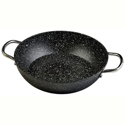 Image de WECOOK! Granite Casserole basse induction complète 32 cm, aluminium forgé 5,1 litres, antiadhésif écologique pierre sans PFOA, poignées en acier riveté, convient à toutes les cuisines, vitrocéramique,