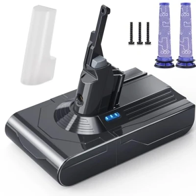 Image de Morpilot 6500mAh Batterie pour Dyson V8 SV10, Compatible avec Absolute Animal Fluffy SV10 Cordless Vacuum 2PCS Filtres Lavables