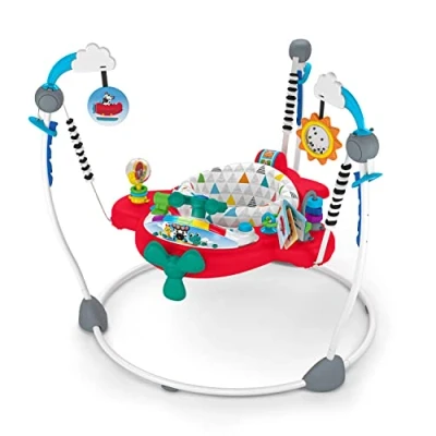 Image de Baby Einstein, Ocean Explorers, Sauteur avec jouets interactifs Airplane Adventure 2 en 1, chansons, sons et lumières, 4 hauteurs, 6 Mois+