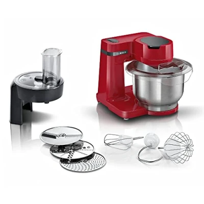 Image de Bosch Hausgeräte Robot de Cocina MUM2 blanco, procesador alimentos+discos rayadores+varilla alimentos; bol acero inox. 700W MUMS2ER01