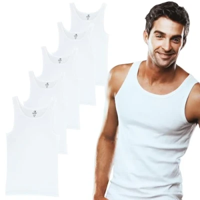 Image de SGS 5er Pack : Maillots de Corps élégants pour Hommes &amp; débardeurs en Blanc Noir ou Multicolore idéal comme Maillot Musculation