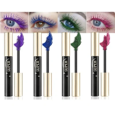 Image de Ensembles de mascara coloré, 4 pièces cils volumineux, séchage rapide, volumineux charmant longue durée pour le maquillage des yeux cils, végétalien sans cruauté
