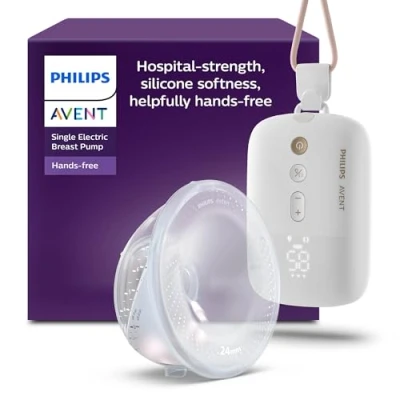 Image de Philips Avent Tire lait électrique simple mains libres, moteur de qualité hospitalière, imite le rythme succion bébé, jusqu&#039;à 85 aspirations par min, 1 bouteille, 2 téterelles, SCF531/11