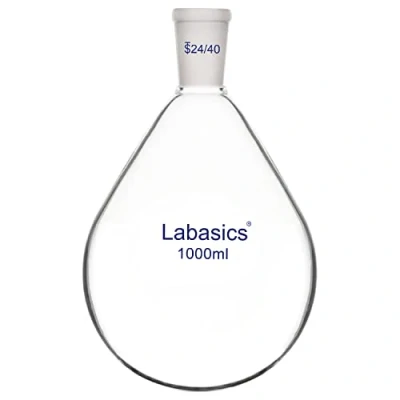 Image de Labasics Flacon de Récupération en Verre Borosilicaté à Col Unique D&#039;évaporateur Rotatif, avec Joint Extérieur 24/40, 1000 ml