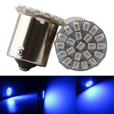 Image de Qasim 10x 1156 BA15S P21W P15W ampoules LED 24V pour véhicules Clignotant indicateur de stationnement 2406 22SMD 176LM bleu