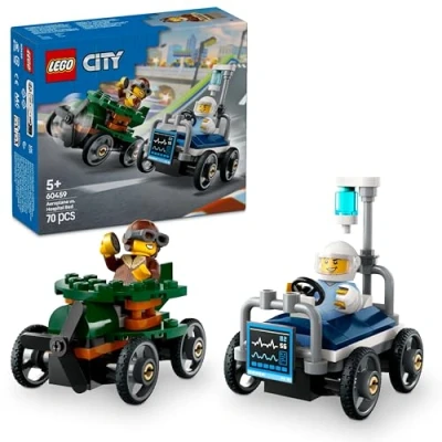 Image de LEGO City Pack de bolides Course : Avion Contre lit d&#039;hôpital Jeu Construction pour garçons et Filles dès 5 Ans avec Voitures caisses à Savon Idée Cadeau d&#039;anniversaire 60459