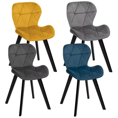 Image de Chaises bleu, gris foncé, clair et jaune