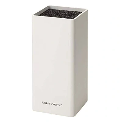 Image de ECHTWERK Bloc à couteaux universel Square, porte couteaux, organiseur pour de cuisine, support pratique, rangement peu encombrant avec insert poils, blanc, 30 cm