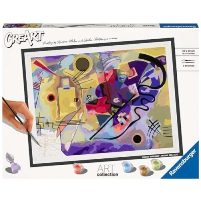 Image de Ravensburger CreArt grand format 30x40 cm Kandinsky Tableau Jaune, Rouge, Bleu Art collection Loisir créatif Peinture par numéros adulte Activité détente et créative dès 12 ans 23650