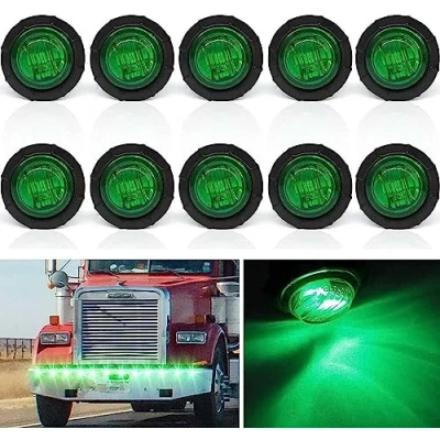 Image de Feux de Gabarit LED Latéraux Eclairage,LED côté Marqueur Indicateurs Position Vert 12V/24V Étanche pour Camion Remorque Bus Bateau