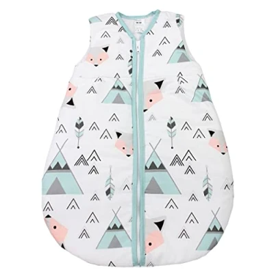 Image de TupTam Gigoteuse Bébé tout au long de l&#039;année, certifiée OEKO TEX, 2.5 TOG, sans manches, rembourrée, Gris/Renard/Menthe, 68 74