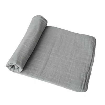 Image de mushie Couverture D&#039;emmaillotage en Mousseline pour Bébé Naissance 0 3 Mois Coton Organique Gigoteuse Prélavée de Réception Fabriquée au Danemark Belgian Grey