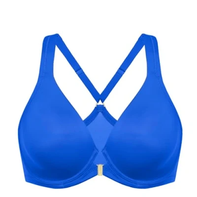 Image de DELIMIRA Soutien Gorge Fermeture Devant Grande Taille avec Armature Decollete Plongeant Dos Nageur Non Rembourré Bleu Étincelant 110E