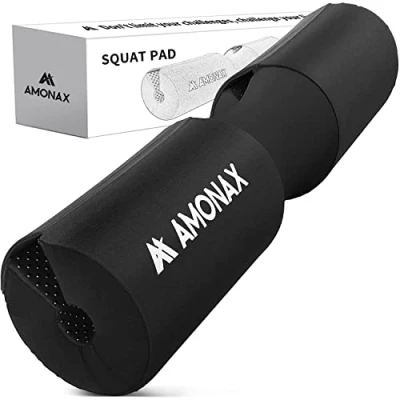 Image de Amonax Barbell Pad manchon en Mousse Support de Nuque &amp; Epaules Protection pour Squats Lunges, Hip Thrusts, Haltérophilie, coussin d&#039;haltères, (Noir)