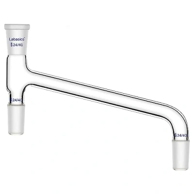 Image de Labasics Adaptateur de Distillation en Verre, Chimie Coudé à 75 Degrés Verre Borosilicaté Laboratoire avec 24/40 Joints Standard pour Appareil