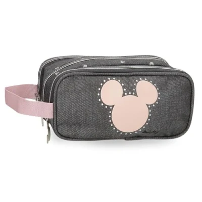 Image de Disney Joumma Mickey Studs Trousse Triple Noire 22 x 10 9 cm Polyester, Noir,