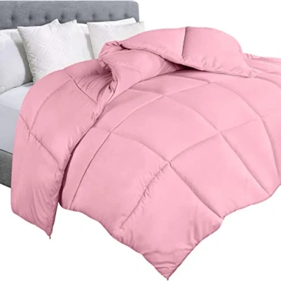 Image de Utopia Bedding Couette Alternative matelassée avec languettes d&#039;angle, Couture de Finition en carré, Grand lit, Rose