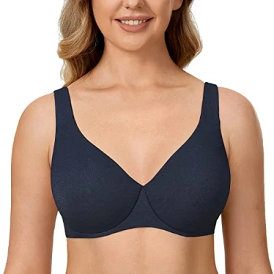 Image de DELIMIRA Femme Soutien Gorge Minimiseur Forte Poitrine Invisible Grande Taille avec Armature Saphir chiné 100C