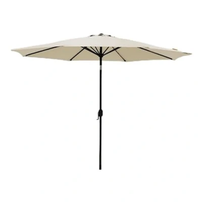 Image de JJ. Parasol droit rond inclinable Juanito Ø300 cm Ø3 m Ouverture avec manivelle Toile professionnelle 240g/m2 renforcée résistante aux UV Beige ivoire