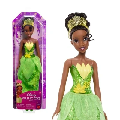 Image de Mattel Princesses Disney Poupée Tiana articulée avec tenue scintillante et accessoires dont chaussures diadème, Jouet Enfant, Dès 3 ans, HLW04