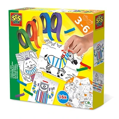 Image de SES Creative 14810 Kit d&#039;apprentissage pour enfants initiation au bricolage avec 16 modèles et ruban adhésif colouré 3 ans plus