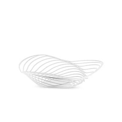 Image de Alessi Aco03 W Trinity Porte fruits en Acier Coloré à la Résine Au Époxyde, Blanc, Ø 33 Cm