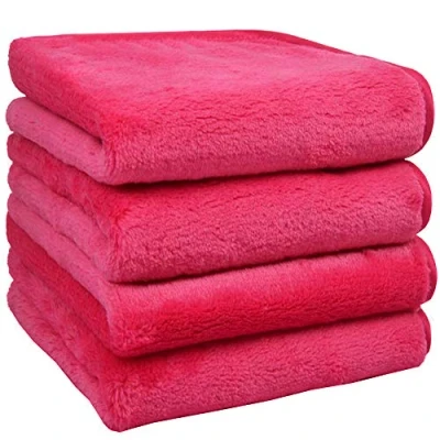 Image de Serviette Visage démaquillante en Tissu de microfibre, Microfibre Décapant Débarbouillette Ultra Douce Chiffon Nettoyant pack 4 Rose (Noirx4)