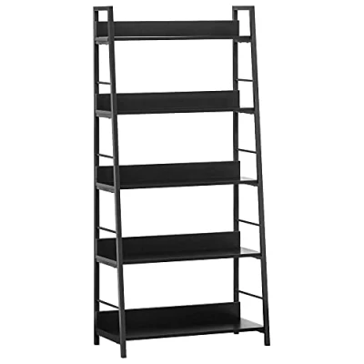 Image de HOMCOM Étagère bibliothèque de Rangement Style Industriel incliné 5 Niveaux 70L x 35l 150H cm Noir