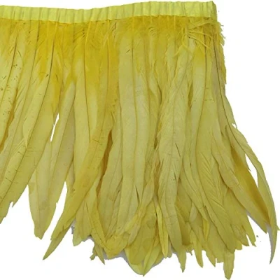Image de Sowder Rooster Hackle Bordure à franges en plumes Jaune 25,4 30,5 cm