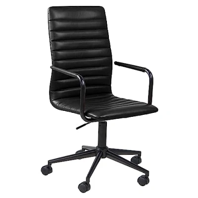 Image de Amazon Basics Chaise de bureau en cuir PU, 58 x 103 cm, noir