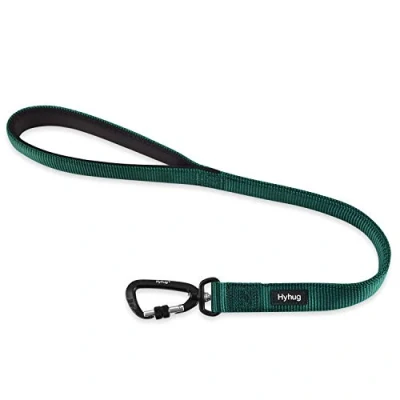 Image de Hyhug Pets Laisse Courte Robuste de 24 Pouces avec poignée Confortable et à Clip en Aluminium léger pour Les Grands Chiens Taille Moyenne. (Vert foncé, Grand Modèle Longueur 61CM)