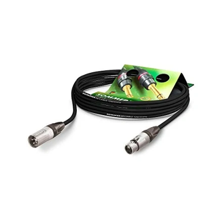 Image de Sommer Cable Microphone Stage 22 Highflex équipé XLR 3 points male Neutrik NC3MXX / femelle NC3FXX, livré avec attache scratch, Noir (5m) Made in Germany by