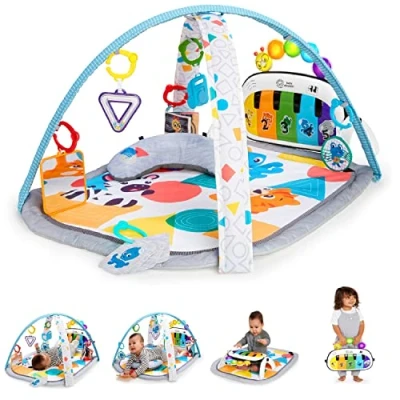 Image de Baby Einstein, Tapis Musical D’Éveil pour Bébé 4 en 1 Kickin&#039; Tunes avec Piano, 70+ sons, 25+ min de musique et lumières, arche jue,7 jouets d&#039;activité amovibles, langues, dès la naissance