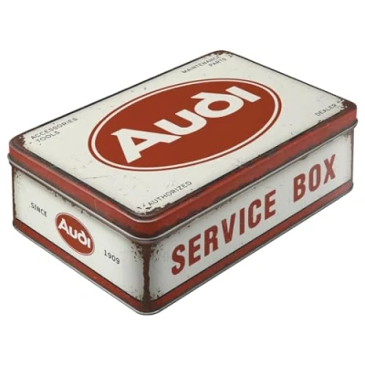 Image de Nostalgic Art Boîte de conservation rétro plat, 2,5 l, Audi Service Box Idée cadeau pour fans Audi, récipient en tôle avec couvercle, design vintage