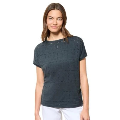 Image de Cecil MIT Lochmuster Tshirt imprimé, Femme, Taille: XS, Grün