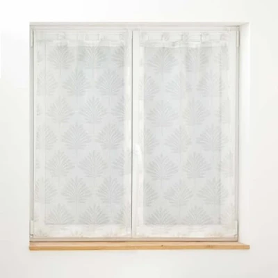 Image de douceur d&#039;intérieur, Paire de Voilages à Passants (2 x 60 90 cm) Levita Blanc, Voile Tissé Appliqué