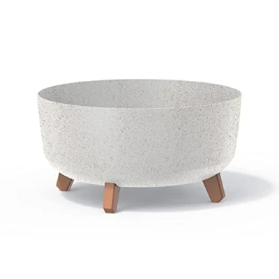 Image de Pot de fleurs bas 14,3L avec pieds amovibles et insert 380 mm, Blanc gres