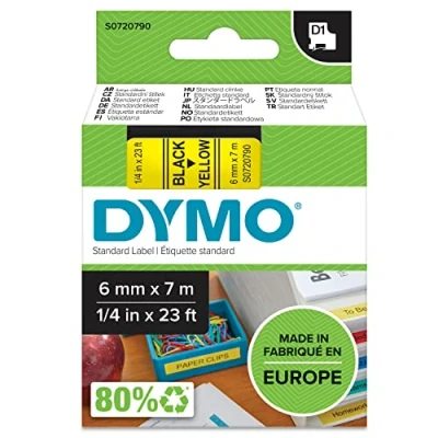 Image de Dymo 43618 (S0720790) (6 mm) Noir sur jaune Ruban