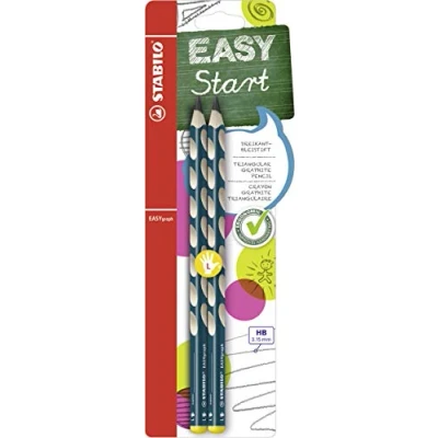 Image de Crayon papier STABILO EASYgraph blister x 2 crayons graphite ergonomiques HB (bleu ardoise) Gaucher