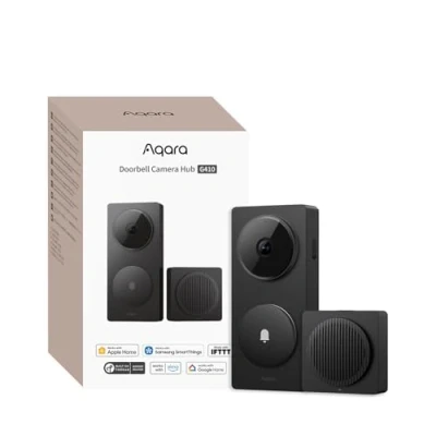 Image de Aqara 2K Sonnette Video Hub G410 avec Carillon, HomeKit Secure Video, Matter Intégré, Wi FI 2,4G/5GHz, Zigbee et Thread, 4:3, sans Fil/Filaire, Compatible Alexa, Google, Home Assistant, Noir