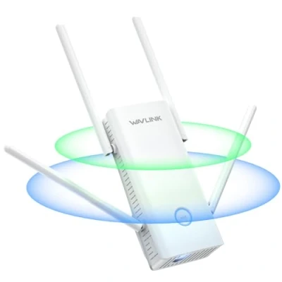 Image de WAVLINK AX3000 Double Bande Wi FI 6 Range Extender, amplificateur WiFi répéteur avec Port Gigabit, 4 antennes 5 dBi, Prend en Charge Le Mode répéteur/AP/routeur/Maille, Installation
