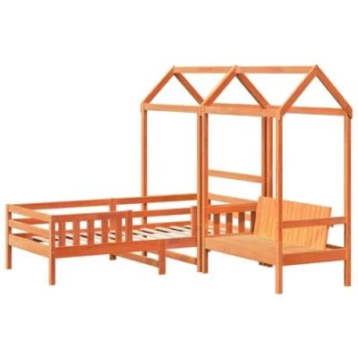 Image de vidaXL Ensemble de lit et banc avec toit 90x190 cm bois pin massif meuble chambre à coucher sommier cadre en