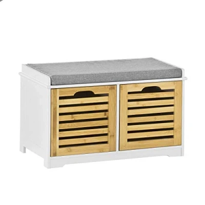 Image de SoBuy Banc de Rangement avec Coussin rembourré et 2 Cubes, Meuble d&#039;Entrée Commode à Chaussure Banquette Confortable 71x34x43 cm, FSR23 K WN