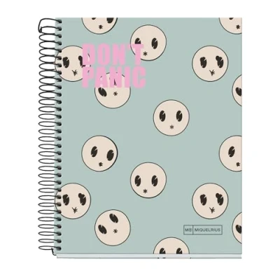 Image de Miquelrius Cahier A5, 140 feuilles de 70 g/m², quadrillage 5 x mm, 4 bandes colorées, 2 perforations, couverture rigide, collection Don&#039;t Panic