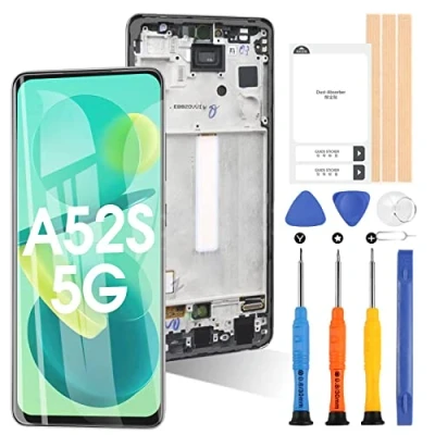 Image de Écran pour Samsung Galaxy A52s 5G SM A528B A528B/DS LCD Tactile Digitizer Verre Assemblée de Remplacement avec Outils (Noir Cadre)