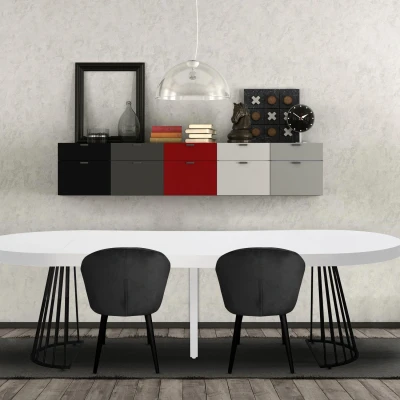 Image de Table ronde extensible Grivery Blanc pieds Noir Menzzo