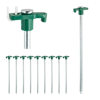 Image de Relaxdays, Vert Sardines, set de 10, Ancrage pour les sols durs 25 cm, Piquet, Acier zingué, Stück